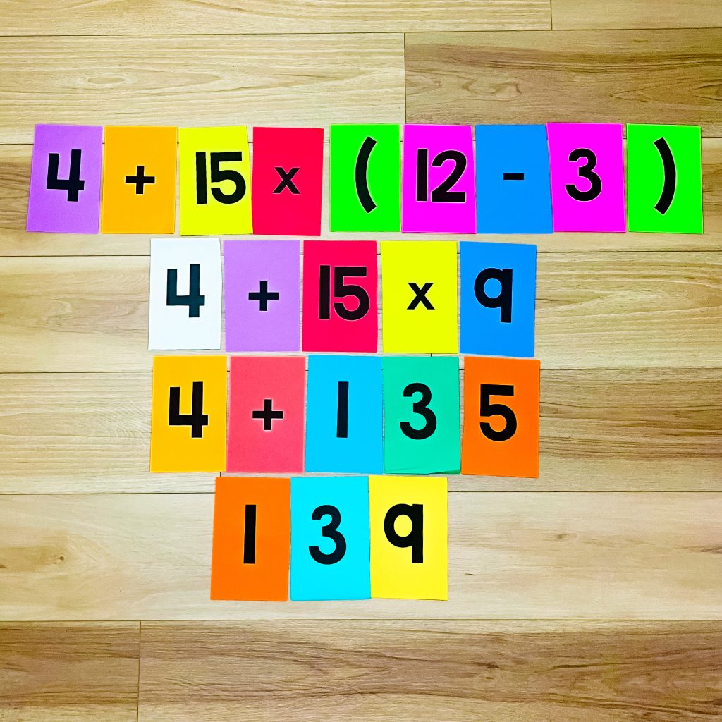 Ways to make math more engaging - simplify order of operations expressions on the floor!